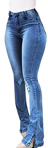 High Waist Bootcut Jeans Damen Jeanshosen Damen Skinny Flared Jeans Hose Hohe Taille Damen Flares Denim Jeans Relaxed Lang Damen Stretch Slim Fit Fitness Jeans Leggings Frauen Große Größe Blau 2XL