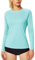 MAGCOMSEN Laufshirt Damen Wandershirt Trainingsshirt Longsleeve Shirt Sonnenschutz Basic Quick Dry Sommer Seeblau S
