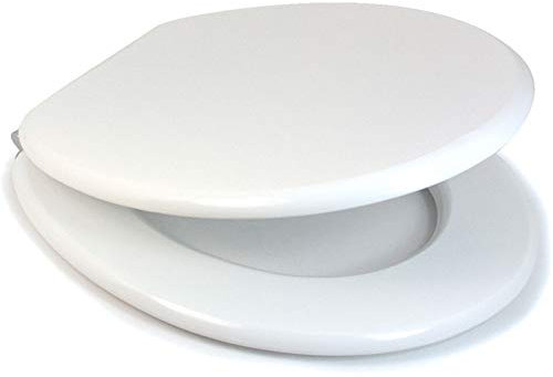 White 18 MDF Bathroom WC Toilet SEAT Easy FIT with Fittings Wooden Universal