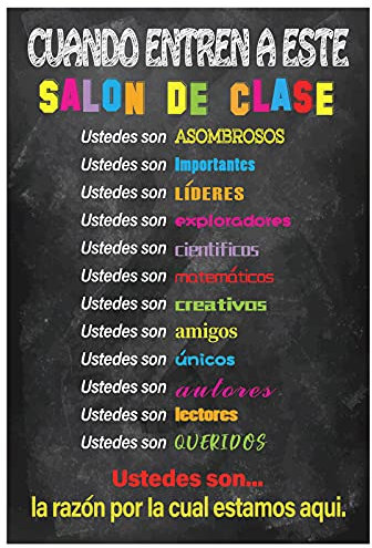 WaaHome Spanisches Klassenzimmer-Dekorationen, 30.5 x 45.7 cm, motivierendes spanisches Poster für Schulanfang, Lehrerbedarf, inspirierendes Positives Español-Poster für Kindergarten Grundschule