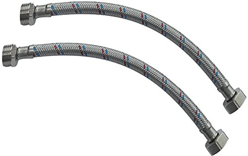 AERZETIX - C51072 - Lot de 2 Flexibles d'alimentation 300mm 1/2'' mâle/femelle - tuyau de raccordement flexible - raccords flexibles pour robinetterie/mitigeur/salle de bain/cuisine/cumulus