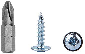 Lot de 400 vis à bois en acier zingué 4,0 x 16 mm, vis en métal, tête bombée modifiée, auto-taraudeuse (400, 4,0 x 16 mm)
