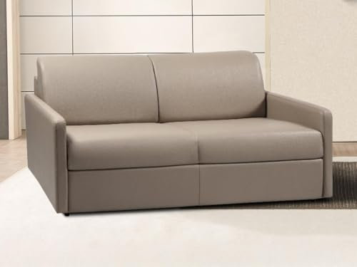 Vente-unique Schlafsofa 3-Sitzer - Liegefläche: 140 cm - Matratzenhöhe: 14 cm - Kunstleder - Taupe - CALIFE