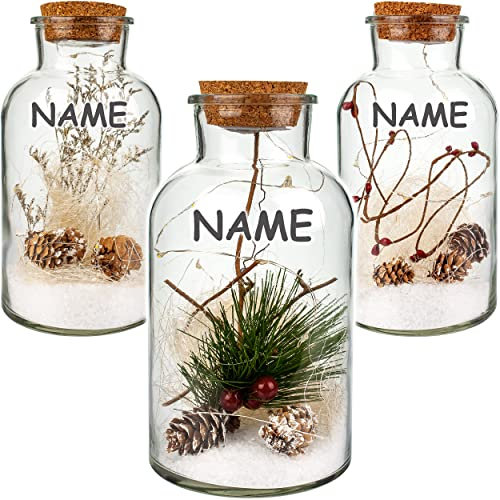 alles-meine.de GmbH Lichter Deko Verschiedene Artikel & Motive frei wählbar LICHT Dekoglas - 8 Stück LED Weihnachten & Winter Schnee inkl. Name - 22 cm - Licht im Einmach..