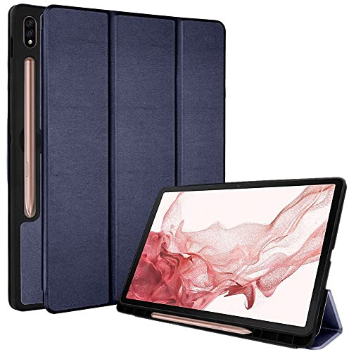 TECHGEAR Cover Compatible con Samsung Galaxy Tab S8 11 2022 (SM-X700 / SM/X706) Custodia Smart Cover tri-fold [Compatibile con penna] con protezione d'angolo [Sveglia Automatica] - Blu