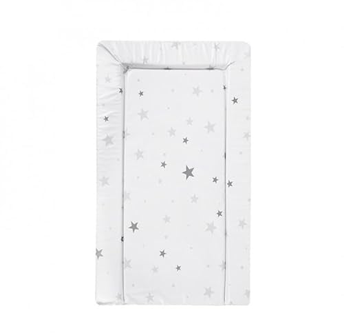 Baby Nursery Waterproof Soft Padded Changing Mat Raised Soft Edges Easy Wipe Clean Nappy Change Pad Star Print (Grey Star)