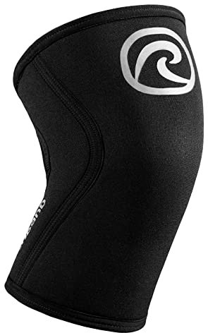 Rehband Bendaggio al ginocchio 5 mm per sostenere le ginocchia, stabilizzare le articolazioni e i muscoli, ideale per lo sport la muscolatura, colore: argento/nero, taglia: XS