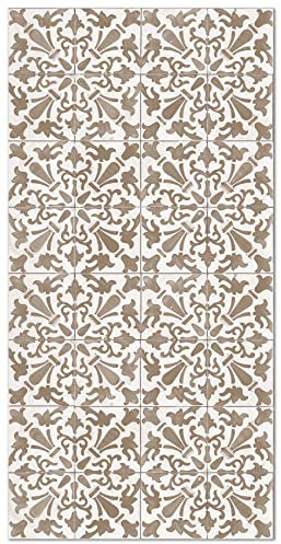 Panorama Vinylteppich - Modell Hydraulic Fliesen Geometrisch Braun 80x150 cm - Verschiedene Größen - Deko Küche, Läufer und Outdoor