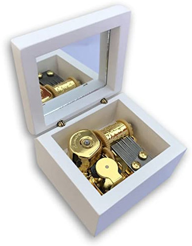 Weiße Spieldose Birnen Holz Uhrwerk Spieluhr mit Sankyo Musik Mechanismus (Option 60 Melodien) (Silent Night (Stille Nacht))