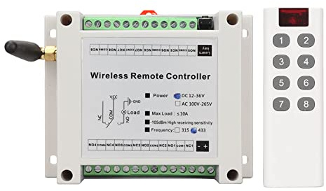 Vikye 8-Kanal-Relais, Kanal-Relaismodul 8CH 10A DC 12V-36V, Lampensteuerungs-Funkschalter-Relaismodul mit Fernbedienung