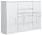 meble masztalerz Kommode mit 4 Schubladen und 2 Türen 120 cm, Sideboard Wohnzimmer, Schlafzimmer H: 101,5 cm, B: 120,4 cm, T: 39 cm, Kommode mit Schubladen, Schubladenschrank (Weiss Hochglanz)