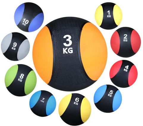Lisaro Medizinball | Professionelle Studio-Qualität | Gymnastikbälle/Gummimedizinbaelle | für Jede Trainingsroutine oder Muskelaufbau | Cardio-Fitness/Kraft- und Erholungstraining | Medizinbälle in Gr. 1-10kg