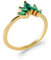 Bague en plaqué Or 18 carats - Cabochon Cinq Zircons Verts Forme Marquise - 11 mm - Sachet Velours Offert - (52)