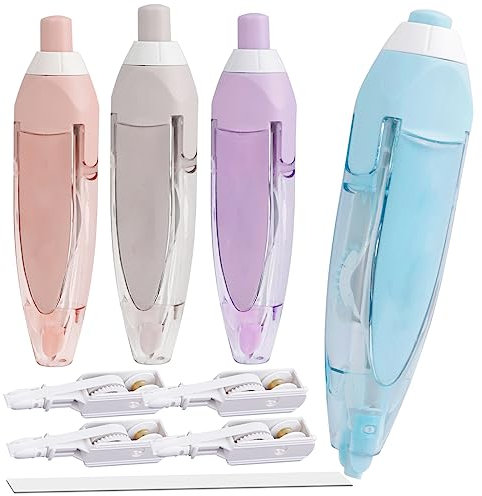 QZDAFFIC 4 Pièces Blanco Correcteur Retractable avec 4 Recharges Supplémentaires, 5mm x 6m Ruban Souris Correcteur Blanc pour Fourniture Scolaire Bureau