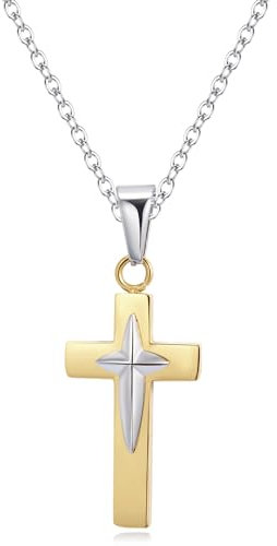 CyxenNova Kreuz Kette Herren Halskette Herren Edelstahl Goldkette Silberkette mit Anhänger Königskette Männer, Schmuck Herren Geschenke