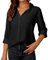 SPRING SEAON Womens Blouse Long Sleeve Chiffon V-Neck Button Down Shirt Casual Office Work Tops for Ladies Black
