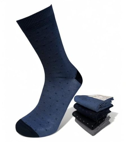 DREAM SOCKS 6 paia calze corte da uomo a metà polpaccio in cotone filo di scozia elasticizzate,calzini molto leggeri made in italy rimagliate a mano (43-46, 4 X Set. PUNTINI)