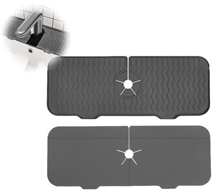 Silicone Faucet Mat, 1 PC Kitchen Faucet Sink Splash Guard, Quick Drainage Sink Protectors Multi-Purpose Sink Splash Catcher Mat Silicone Faucet Sink Mat for Bathroom