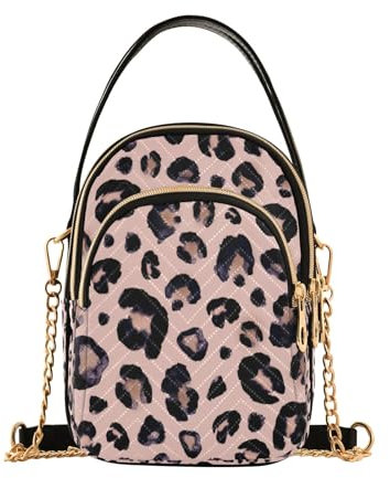 Mnsruu Sac à main en cuir avec motif léopard rose et noir pour femme, multicolore, Taille unique