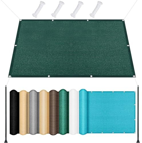 Tenda a Vela Parasole 4 x 9 m Rettangolare 98% Anti-Uv Tenda Parasole a Vela Giardino Balcone Antivento Prova di Sole per Esterno, Giardino, Terrazza, Piscina, Verde Scuro