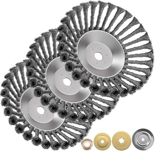 3 Pcs Unkrautbürste Freischneider, Wildkrautbürste für Motorsense zur Unkrautentfernung, 150x25,4 MM Drahtbürste Freischneider mit Unkrautbürste, Rundbürste Wildkraut Fugenbürste Rasentrimmer Zubehör