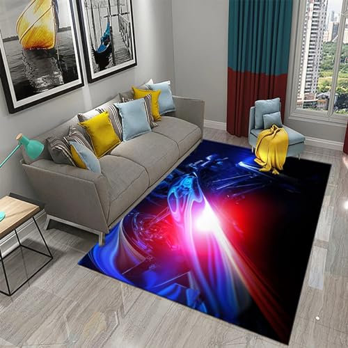 Fußmatten 3D-Teppich Teppich Teppiche Wohnzimmer Fußmatte Plüsch Rutschfeste Stuhlmatte Badezimmer Teppich Bereich Teppich Schnelles Und Farbenfrohes Sci-Fi-Rennen 160 X 230 Cm Teppich 3D-Ge -8K1O+N1W
