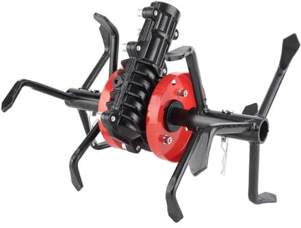 Cultivator Attachment, Universal Rotary Cultivator Tool Replacement Wheel, Aluminum Iron Alloy 6 Claw Garden Deep Tilling Wheel for Grass Mowing, Soil Loosening, 28mm 9 Tooth