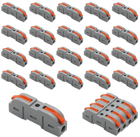 PEXIVOZ 25 Pezzi Terminali a Collegamento Rapido,Connettori Elettrici con Leva di Comando,Connettore Morsetto Elettrico Morsetti Cavo Connettore Per Conduttore