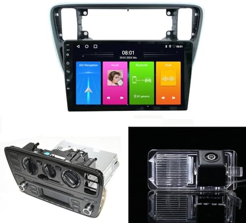 Wireless Carplay&Android Auto Autoradio,9 Zoll GPS Navi Navigationsgerät+Kennzeichenleuchte Rückfahrkamera für VW Load UP 121, 122, BL1, BL2 VW UP! e-Up! Skoda Citigo E-Citigo AA NF1 NE1 (Modell B)