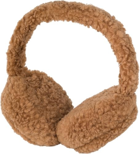 styleBREAKER Damen Ohrenschützer aus Teddyplüsch | Flauschige Earmuffs mit flexiblem Bügel | Warme Teddyfell Ohrenwärmer für Winter Spaziergänge und Freizeit, Farbe:Camel