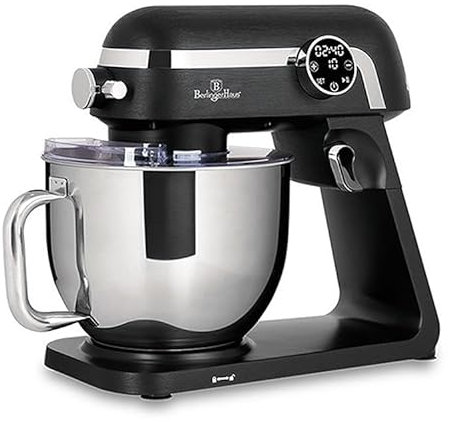 Berlinger Haus Küchenmaschine 1800 W | Matte Black Collection mit 7L Edelstahlschüssel | Touch-Bedienung & Planetarische Rotationsfunktion