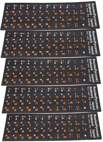 CONGARTENO 5sheets Russian Keyboard Letter Stickers Matte Computer Replacement Labels for Laptops Easy Application Fade-resistant Compatible Various Models