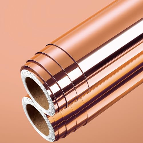 LaCheery 60cm x 400cm Spiegelfolie Selbstklebend Möbel Rosa Spiegel Folie Hochglanz Vinyl Möbelfolie Rosa Glitzer Wasserdicht Klebespiegel Folie Küche Klebefolie Spiegel für DIY Schrank Möbel