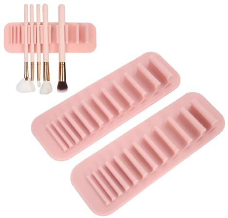 2pcs Makeup Brushes Drying Rack, Flexible Silicone Wall-Mounted Cosmetic Brush and Toothbrush Drying Rack, Practical Bathroom Vanity Brush Container