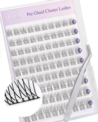 LZM Selbstklebende Wimpern Einzeln Natürlich - C Curl 10-16mm Cluster Lashes Einfach Und Schnell Zu Tragen Keine Belastung Einzelne Wimpern Extensions Set mit Pinzette Press On Lashes (WMY)