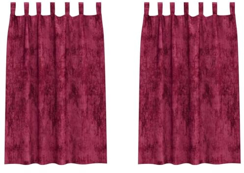 vidaXL Samtvorhänge 2er-Set mit Ösen in Weinrot, 175 x 140 cm – Perfekter Sichtschutz, lichtfilternde Gardinen, Elegantes Verdunkelungsvorhang-Set