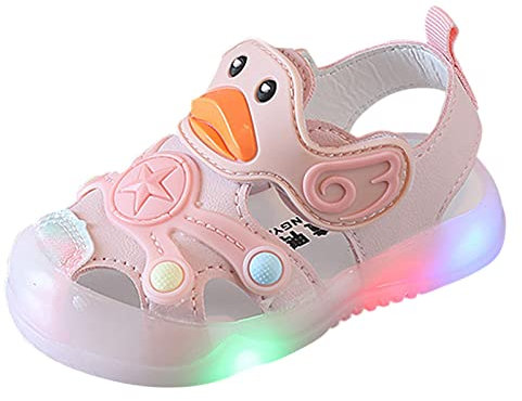 Generisch Stivali da caccia da donna Luce su LED Scarpe per bambini Sandali con suola morbida Scarpe da spiaggia Sandalo Casual Scarpe M 31, Colore: rosa., 19 EU