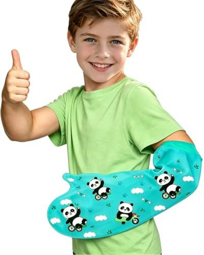 EuyiHlybt Duschschutz Arm für Kinder (Panda-Muster), Gipsschutz Wasserdicht Arm für Dusche, Wiederverwendbare Gipsabdeckung Kind, Weicher Bequemer Gips-Schutz für Gipsbinden, Kompressen