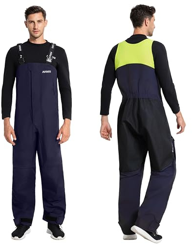 Navis Marine Segelhose Herren wasserdichte - Arbeitshose mit Hohem Bund, Verstärkten Knien & Verstellbaren Trägern für Segeln, Angeln & Outdoor NS-347 (Navy,XL)
