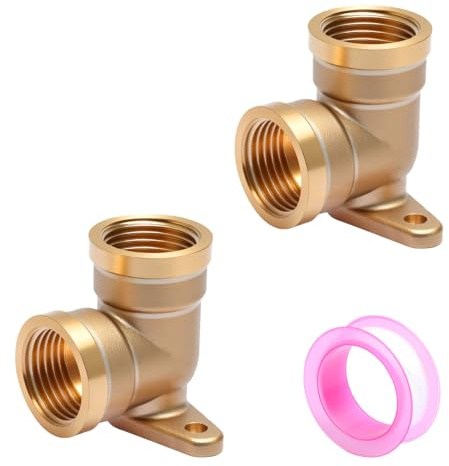2pcs Wandscheibe 1/2 Zoll, Robuster 90° Rohranschluss Fitting mit Innengewinde, Wandscheibe mit Dichtungsband, 1/2 Zoll Winkel 90 Grad Geeignet für Wasserleitungen, Heizkörper, Sanitärsysteme