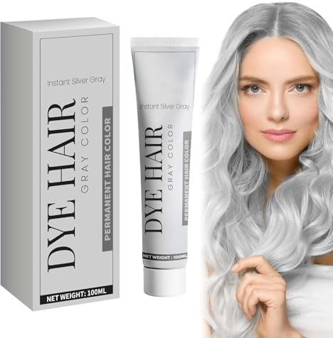 Clawrex Tinte de pelo gris para Halloween, crema temporal de color plateado, cera para el cabello para mujeres y hombres, fácil de lavar y segura, cera para el cabello para fiestas de Halloween (gris)