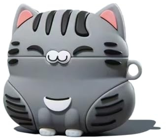 GULVQYF Silikon-Schutzhülle für Airpods Pro 3 (2025), niedliches Cartoon-3D-Katzen-Design, Kawaii-Kopfhörer-Schutzhülle für Airpod Pro 3. Generation, für Mädchen und Jungen, Grau
