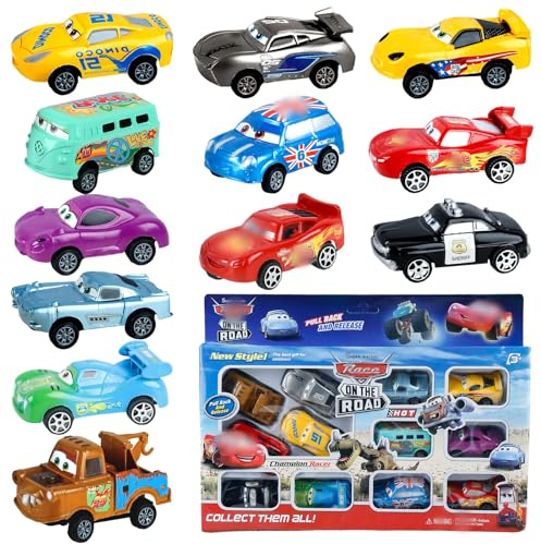 Luclay Spielzeugauto Racing Car Autos- 12 Stück Kinder Lightning Spielzeug Metall Kinder Mini Die Cast Modellauto Mini Cars Spielzeug Kleine Fahrzeuge Jungen Toys als Weihnachten Geburtstag Geschenke