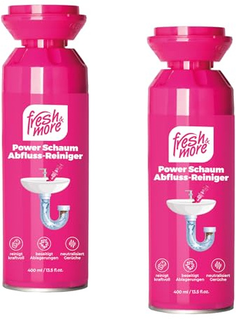 Fresh & More Abflussreiniger Schaum (2er Pack) 400 ml | Rohrreiniger Schaum gegen Rückstände und Gerüche