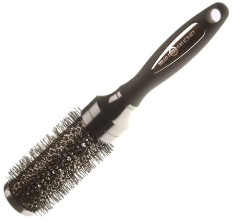 Head Jog 62 Black Ionic Radial Brush. Lightweight Round Hairbrush For Blow Drying, Curling. Ceramic Coated Barrel & Nylon Bristles, 46mm