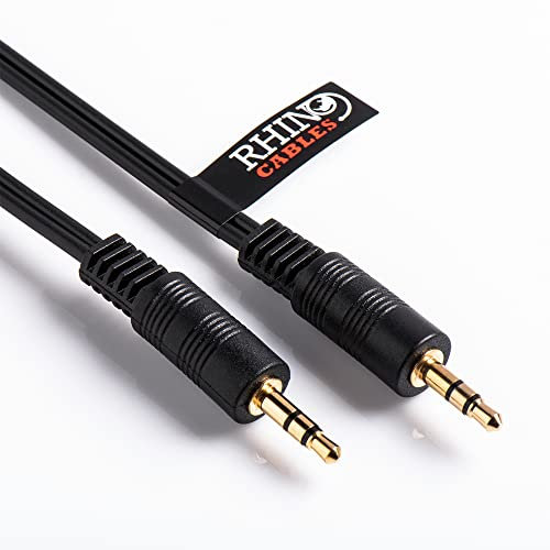 Rhinocables 3.5mm jack stereo nero Spina maschio oro contatti ausiliari per Apple iPhone, iPod, iPad, Samsung, Nokia, LG, HTC, Motorola, Sony Android Smartphone e Tablet & Lettori MP3 (10m)