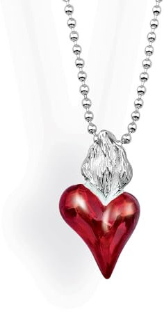Drachenfels Mini Herz-Anhänger in Echtsilber/Kollektion Flammeninferno/Anhänger aus 925 Sterling Silber/Ausgefallener Herzanhänger/D BIN 31-1/AG