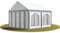 TOOLPORT Festzelt Partyzelt 3x3 m Premium, hochwertige PVC Plane 750 N in grau-weiß 100% wasserdicht mit Bodenrahmen