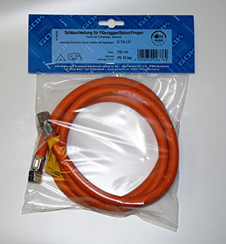 GOK Manguera de gas de 150 cm, 2 conexiones G 1/4 izquierda