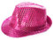 Pink Trilby Hut – rosa Pailletten Fedora Hut 1920er Jahre Gangster Kostüm Unisex Accessoire – perfekt für Sportveranstaltungen, Tanzshows, Partys und Kostümpartys – 1 Stück